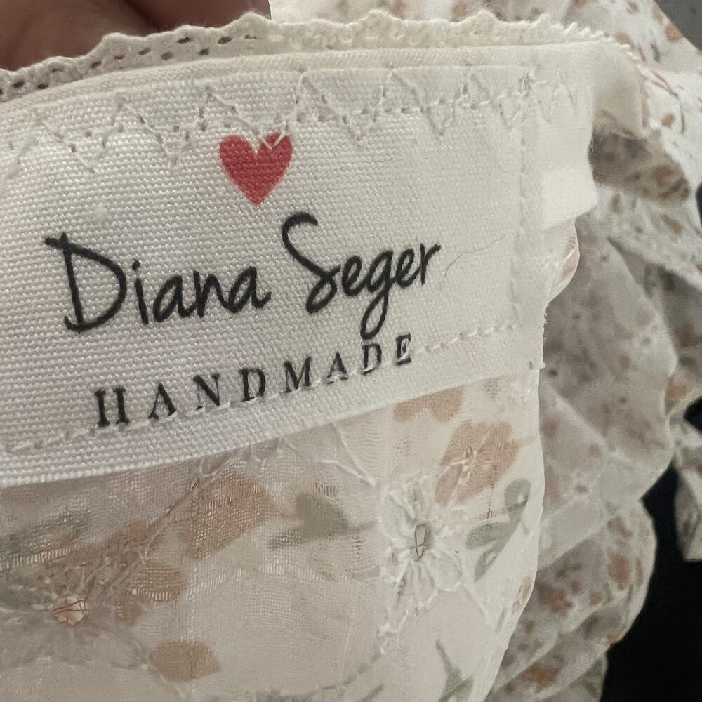 Diana Seger Handmade Eyelet Kimono Open Front Size L/XL Cottagecore Tie Front - Picture 10 of 11